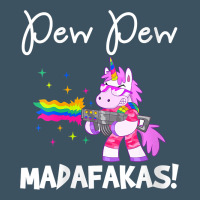 Womens Pew Madafakas Funny Fantasy Unicorn With Rainbow Gun   White V Urban Heavy Tee | Teevron