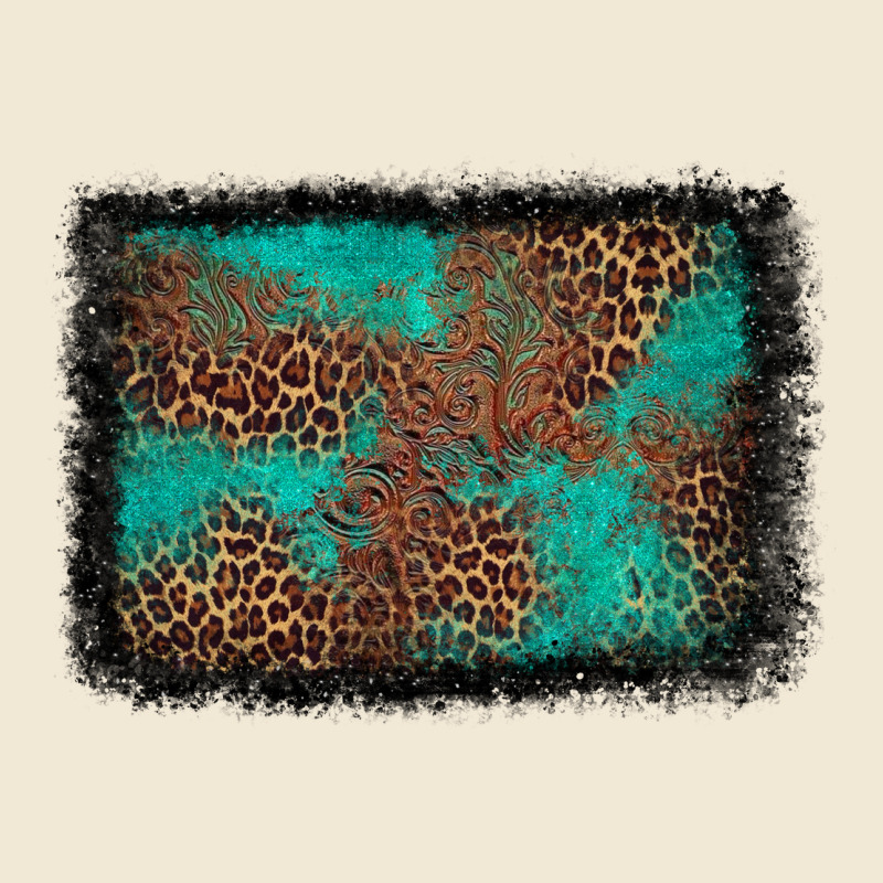 Western Leopard Turquoise Glitter Tooled Leather Premium Tee by FaDigitalArtStudio | Teevron