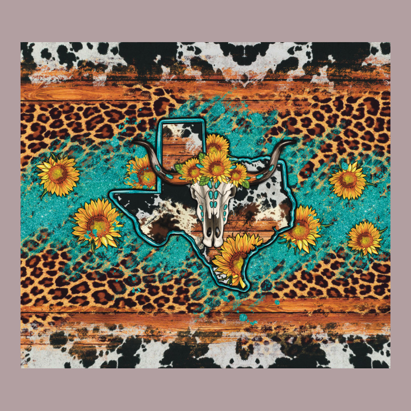 Bull Skull Texas Map Sunflower Leopard Cowhide Vintage Hoodie by Artiststas | Teevron