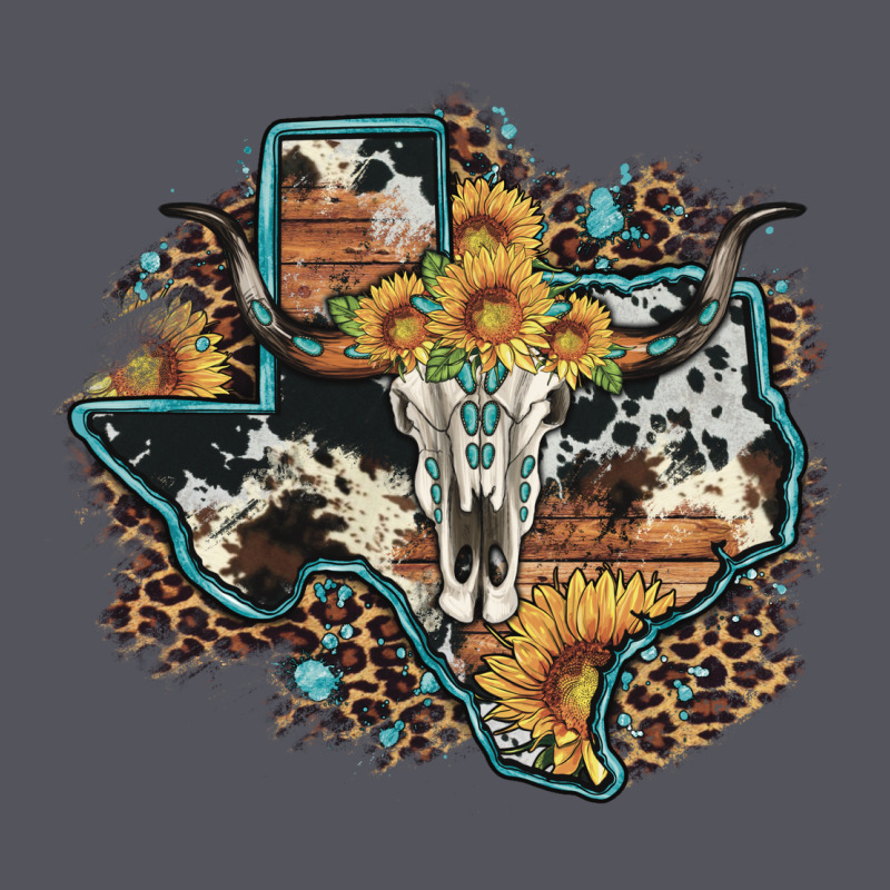 Bull Skull Leopard Cowhide Sunflower Texas Map Vintage Hoodie by Artiststas | Teevron