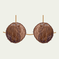 Coconut Bra Easy Adult Halloween Tiki Party Costume T Shirt Urban Heavy Tee | Teevron