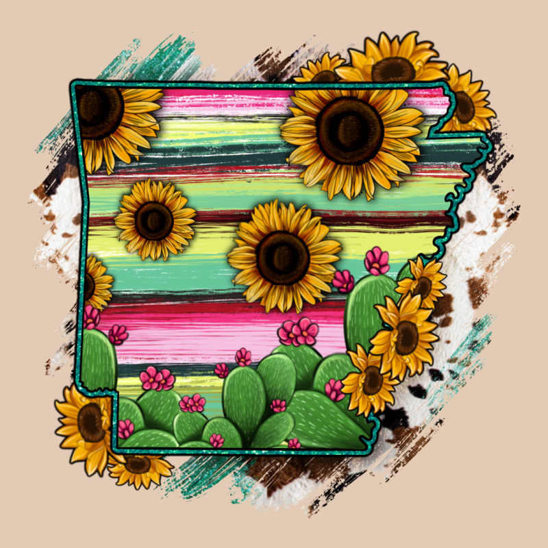Arkansas Map Sunflower Cactus Serape Urban Hoodie by RanaPortraitStore | Teevron