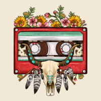 Bull Skull Sunflower Floral Cassette Premium Tee | Teevron