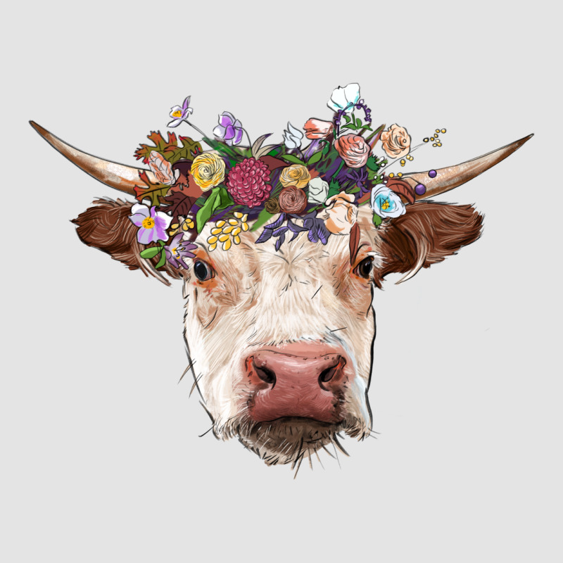 Hereford Cow With Floral Headband Premium Sweatshirt by RanaPortraitStore | Teevron