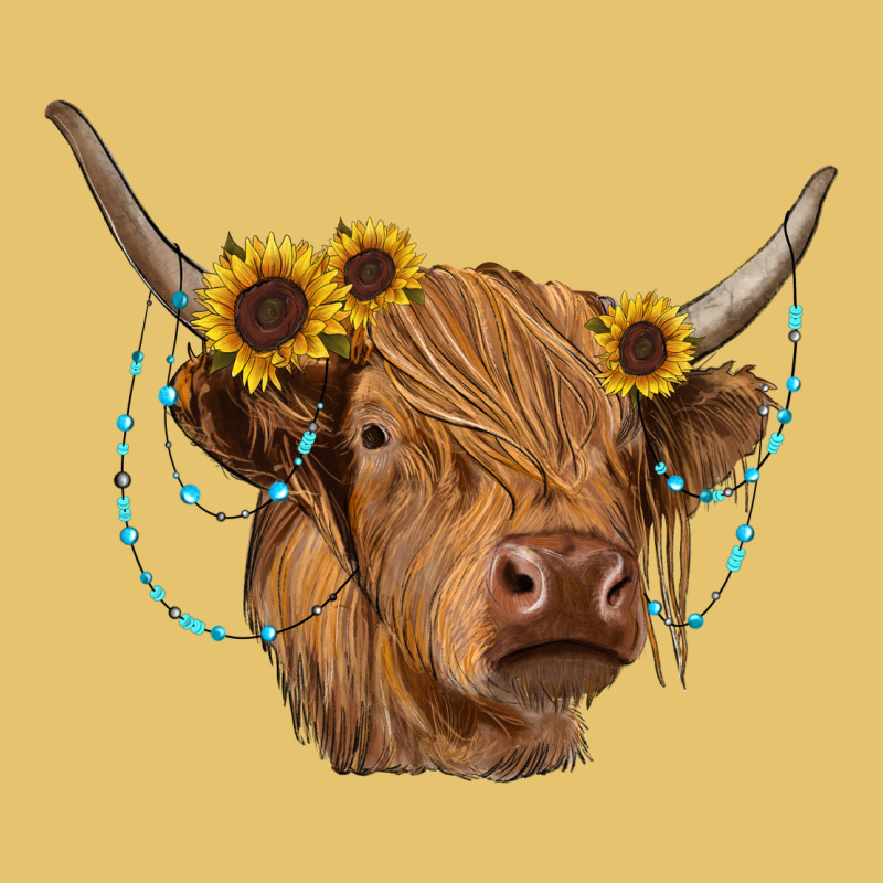 Highland Cow With Sunflowers Turquoise Premium Sweatshirt by RanaPortraitStore | Teevron