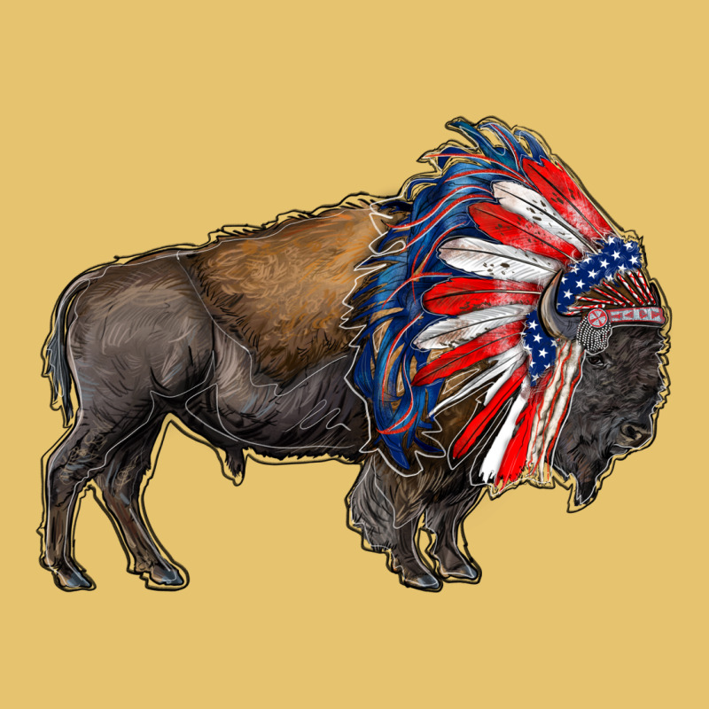 American Bison With Indian Headdress Premium Sweatshirt by RanaPortraitStore | Teevron