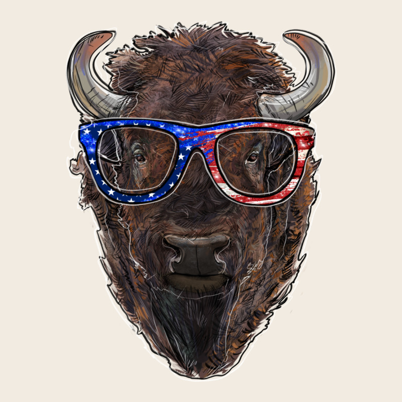 Bison With American Flag Glasses Premium Sweatshirt by RanaPortraitStore | Teevron