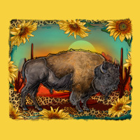 Western Bison With Sunset Background Premium Sweatshirt | Teevron
