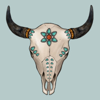 Turquoise Bull Skull Heavy Core Tee | Teevron