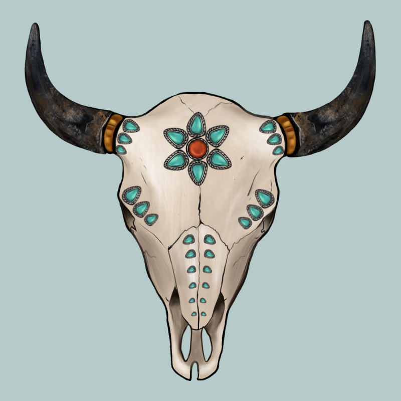 Turquoise Bull Skull Heavy Core Tee by Jasminsmagicworld | Teevron