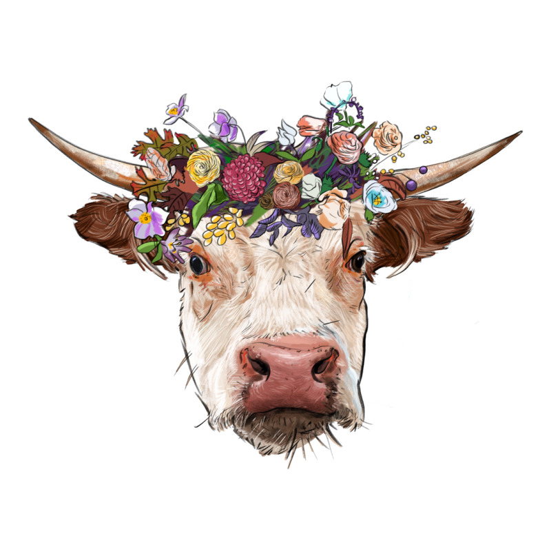 Hereford Cow With Floral Headband Heavyweight Hoodie by RanaPortraitStore | Teevron