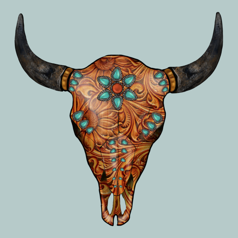 Western Tooled Leather Bull Skull Heavy Core Tee by Jasminsmagicworld | Teevron
