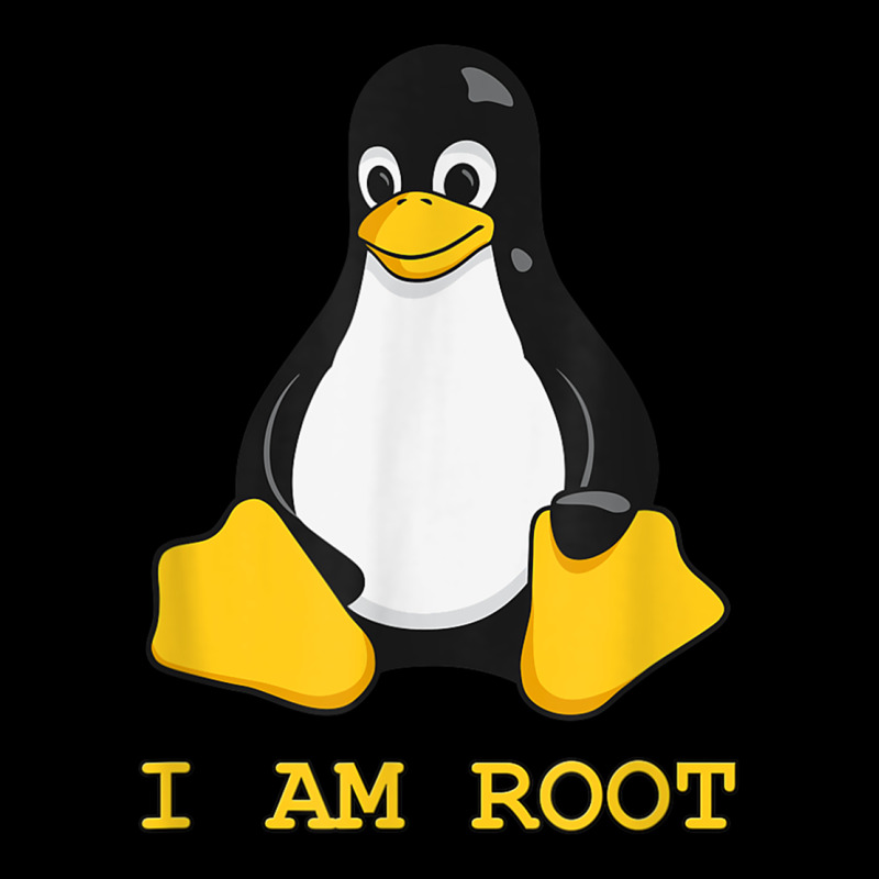 Linux Mascot Tux The Penguin I Am Root Tshirt Men Women Kids Heavy Core Tee by PixelFlow | Teevron