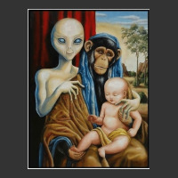alien chimp baby religion conspiracy poster | Teevron