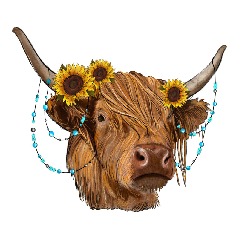 Highland Cow With Sunflowers Turquoise Heavyweight Hoodie by RanaPortraitStore | Teevron