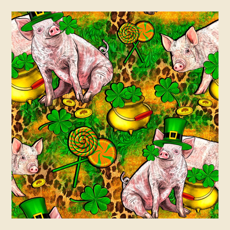 St Patricks  Day Pig With Candy And Pot Of Gold  Seamless Pattern Premium Tee by FaDigitalArtStudio | Teevron