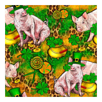 St patricks  day pig with candy and pot of gold  seamless pattern | Teevron