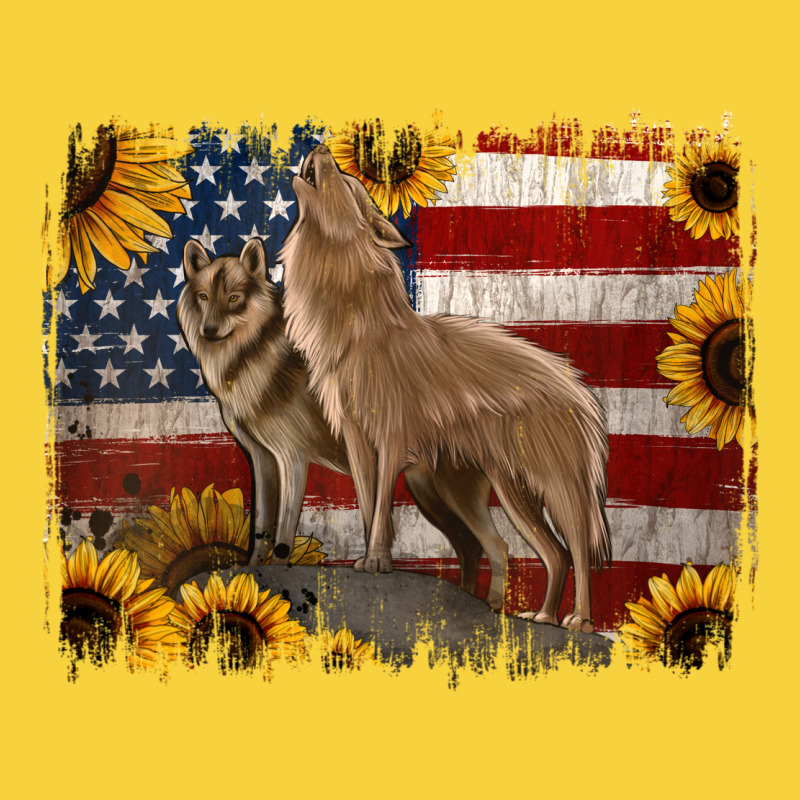 American Wolves With Sunflower Background Png Premium Sweatshirt by Jasminsmagicworld | Teevron