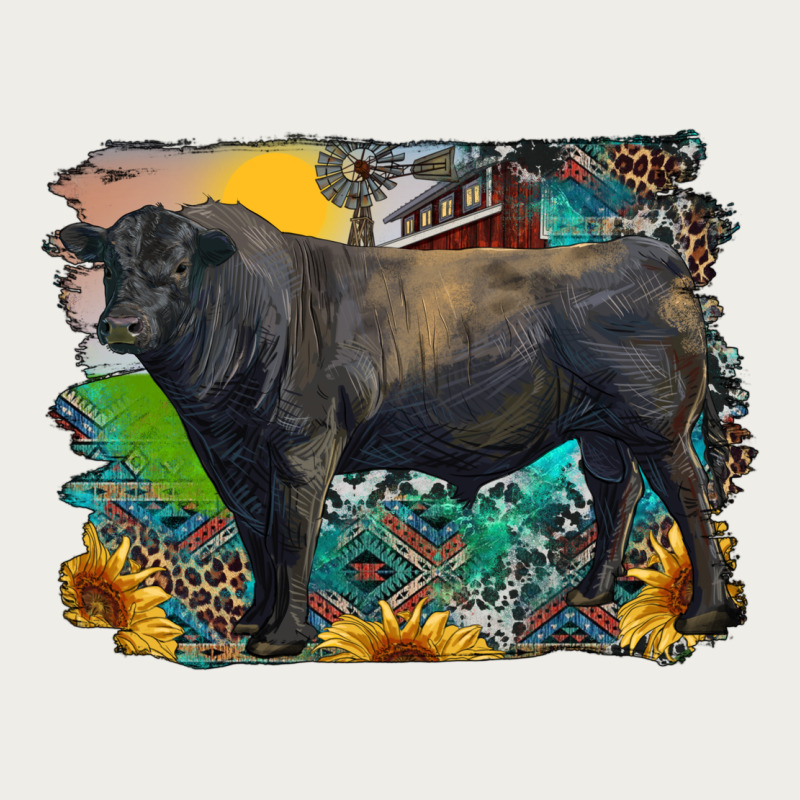 Black Angus Bull With Aztec And Farm Background Zipper Hoodie by RanaPortraitStore | Teevron