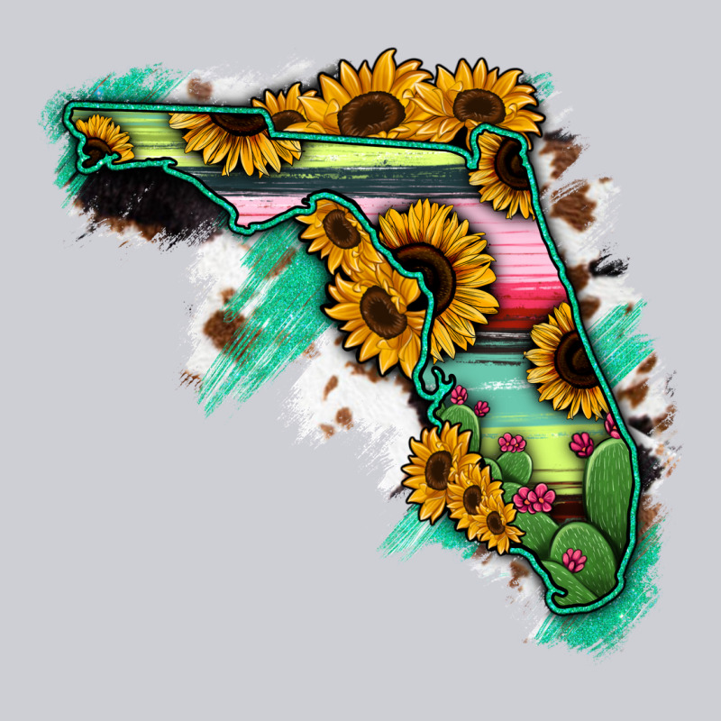 Florida Map Sunflower Cactus Serape Heavyweight Sweatshirt by RanaPortraitStore | Teevron