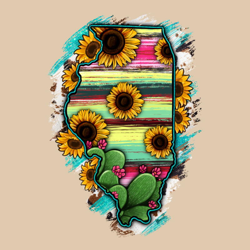 Illinois Map Sunflower Cactus Serape Heavyweight Sweatshirt by RanaPortraitStore | Teevron