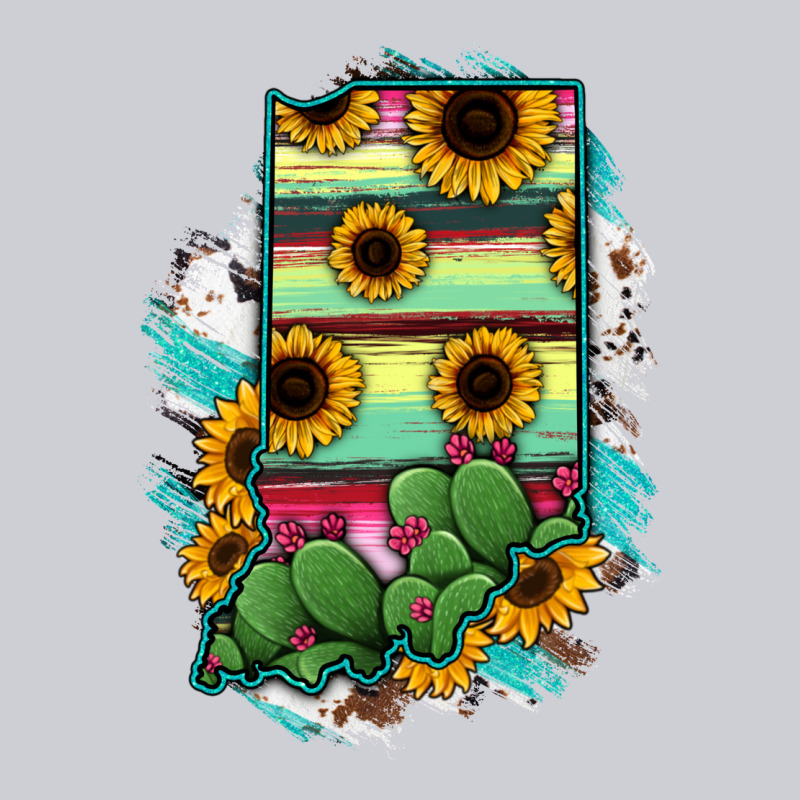 Indiana Map Sunflower Cactus Serape Heavyweight Sweatshirt by RanaPortraitStore | Teevron