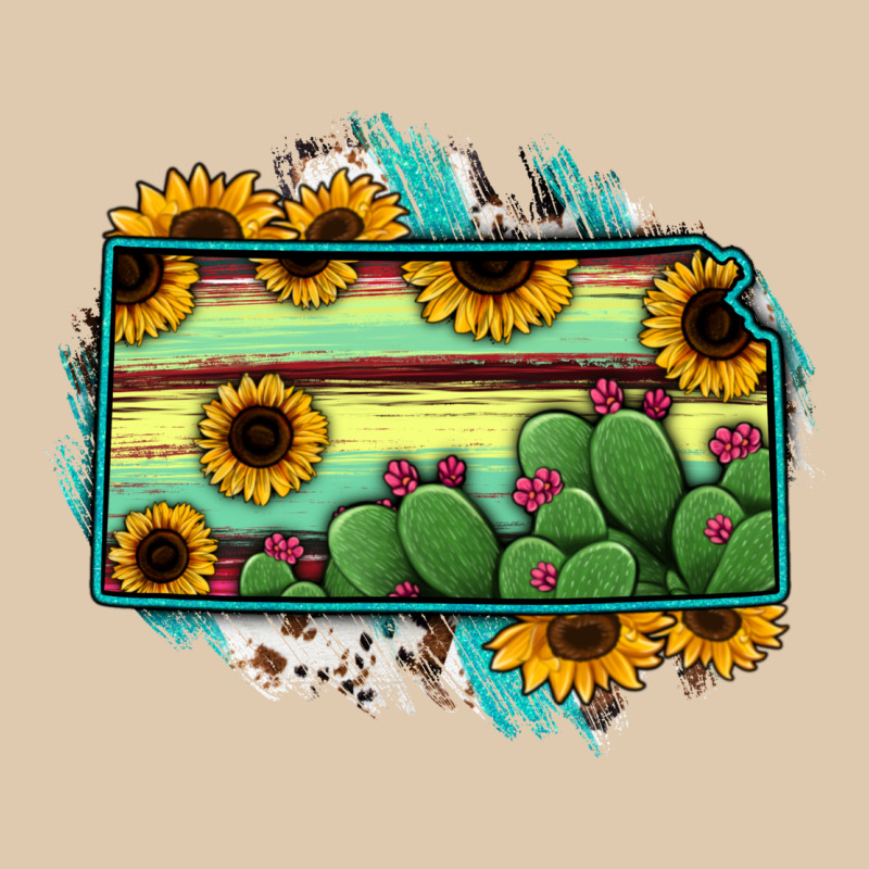 Kansas Map Sunflower Catus Serape Heavyweight Sweatshirt by RanaPortraitStore | Teevron