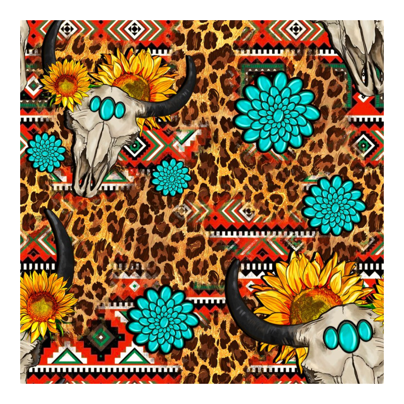 Western Aztec Bull Skull Seamless Pattern Classic Tee by FaDigitalArtStudio | Teevron
