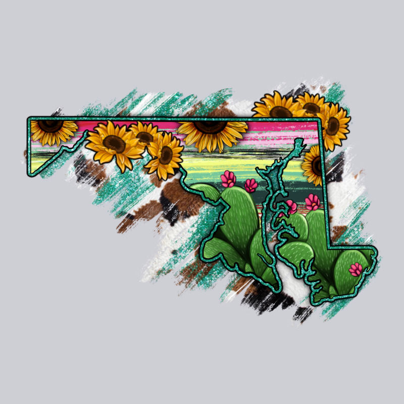 Maryland Map Sunflower Cactus Serape Heavyweight Sweatshirt by RanaPortraitStore | Teevron