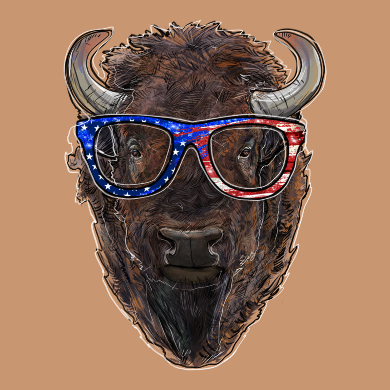 Bison With American Flag Glasses Heavyweight Hoodie by RanaPortraitStore | Teevron