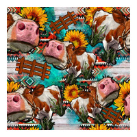cow with aztec and sunflowers seamless pattern | Teevron