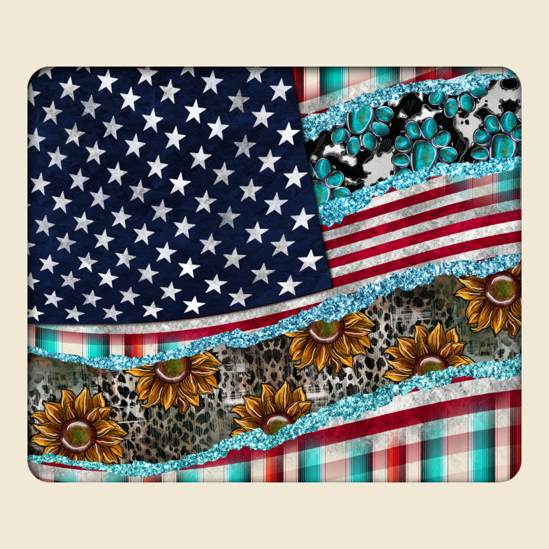 American Flag Mouse Pad Ladies Tee by CowhideDigitalArt | Teevron