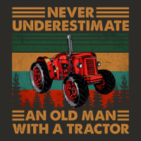 Never Underestimate An Old Man With A Tractor Retro Vintage Heavy Core Tee | Teevron