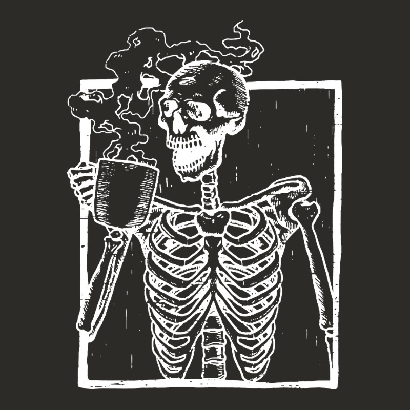 Distressed Skeleton Vintage Smiling Skull Drinking Coffee Heavy Core Tee by artisFamous | Teevron