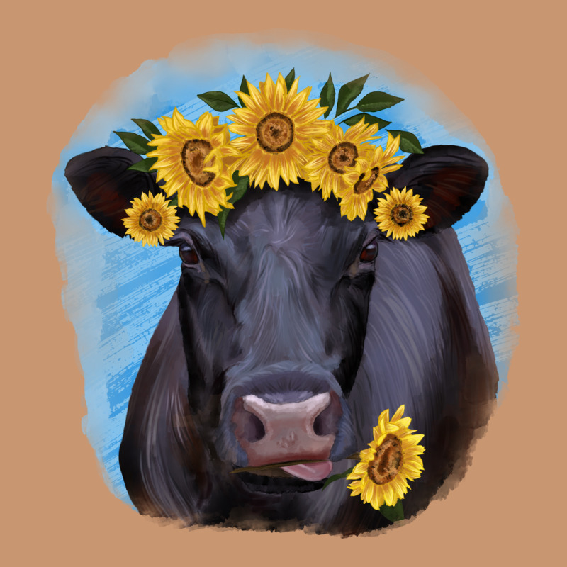 Black Angus With Sunflower Heavyweight Hoodie by Jasminsmagicworld | Teevron