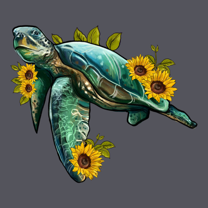 Sea Turtle With Sunflowers Vintage Hoodie by Artiststas | Teevron