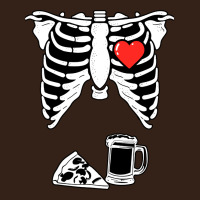 Dad Skeleton Halloween Beer Pizza Heavy Core Tee | Teevron