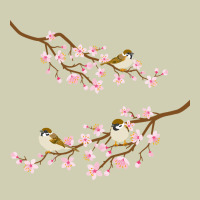 Cherry Blossom Sakura With Bird Heavy Core Tee | Teevron