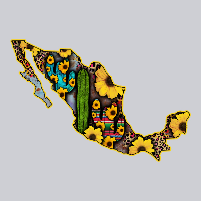 Guerrero Mexico Serape Cactus Sunflower Map Heavyweight Sweatshirt by RanaPortraitStore | Teevron