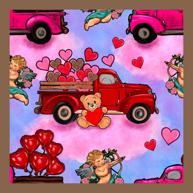 Valentines Day Truck And Cupid In The Sky Seamless Pattern Premium Tee by BundleAndBundleShop | Teevron
