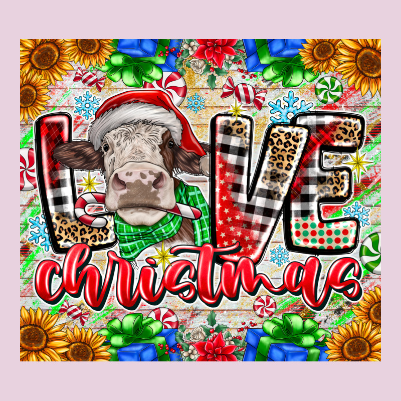 Love Christmas Cow Ladies Tee by CowhideDigitalArt | Teevron