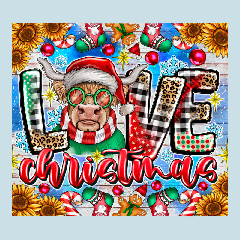 Love Christmas Highland Cow Ladies Tee by CowhideDigitalArt | Teevron