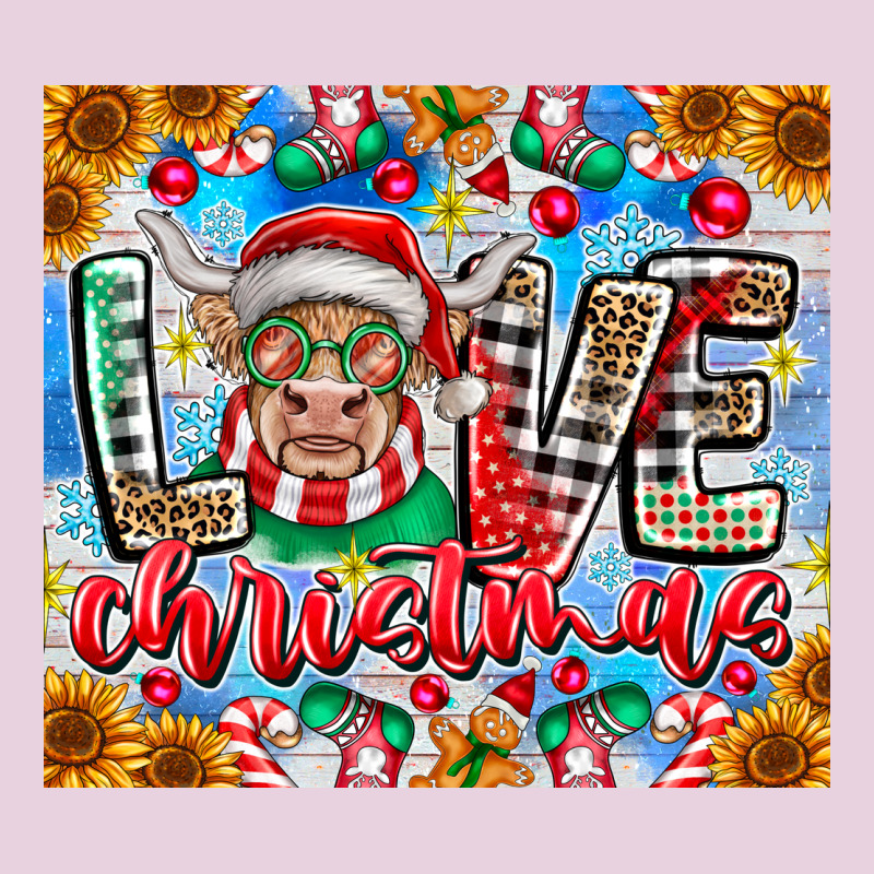 Love Christmas Highland Cow Ladies Tee by CowhideDigitalArt | Teevron