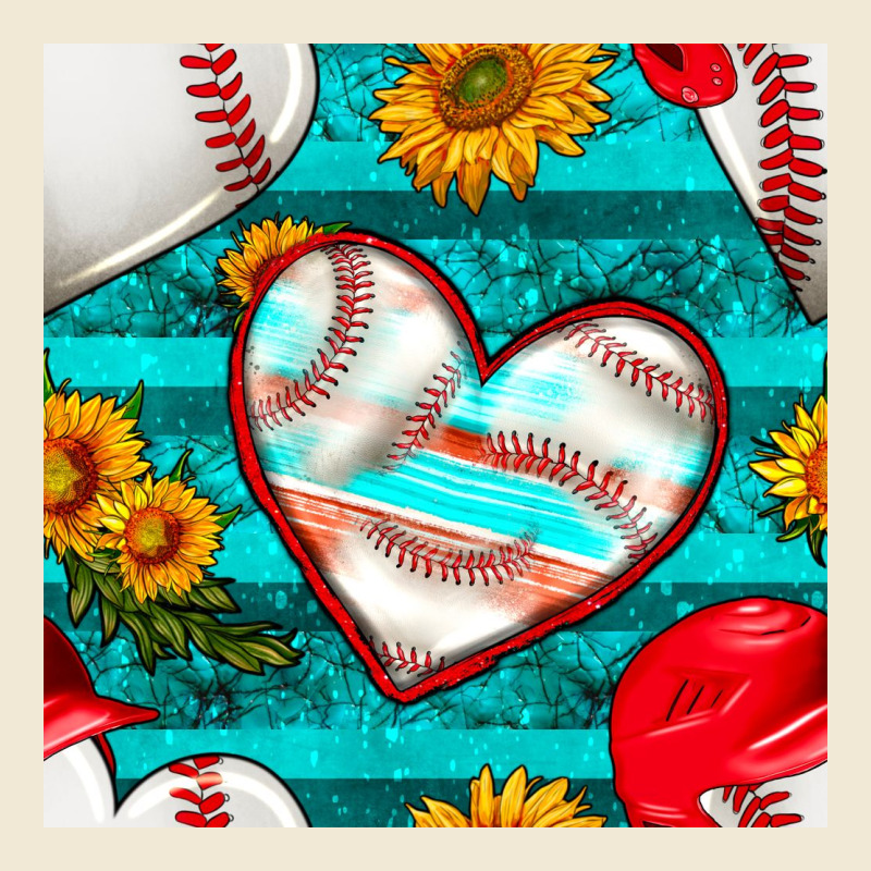 Baseball Hearts And Sunflowers With Turquoise Gemstone Seamless Patter Premium Tee by BundleAndBundleShop | Teevron