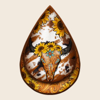 Sunflower Tooled Leather Bullskull Teardrop Earrings Zipper Hoodie | Teevron