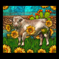 Western Charolais Bull With Sunflowers Long Sleeve Tee | Teevron