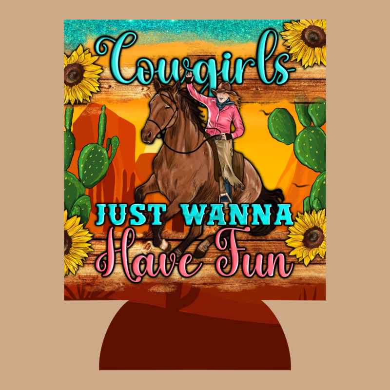 Cowgirls Just Wanna Have Fun 12 Oz Can Cooler (regular) Vintage Hoodie by Artiststas | Teevron