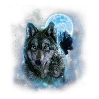 t shirt, grey wolf hunting ground, icy moon, forest, galaxy | Teevron