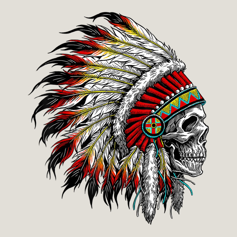 Native American Indian Chief Skull Motorcycle Headdress  T Shirt Heavy Core Tee by linhVisuals | Teevron