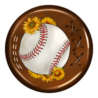 Baseball With Sunflower Round Earrings Premium Tee | Teevron